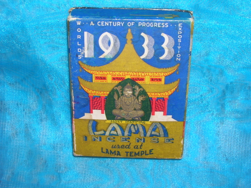 Image for Lama Temple Incense in Original Box Souvenir of Chicago World's Fair Exposition 1933-1934 <b><span style='color:red'>*****SHIPPING INCLUDED – DOMESTIC ORDERS ONLY!***** </span></b><span style='color:purple'>